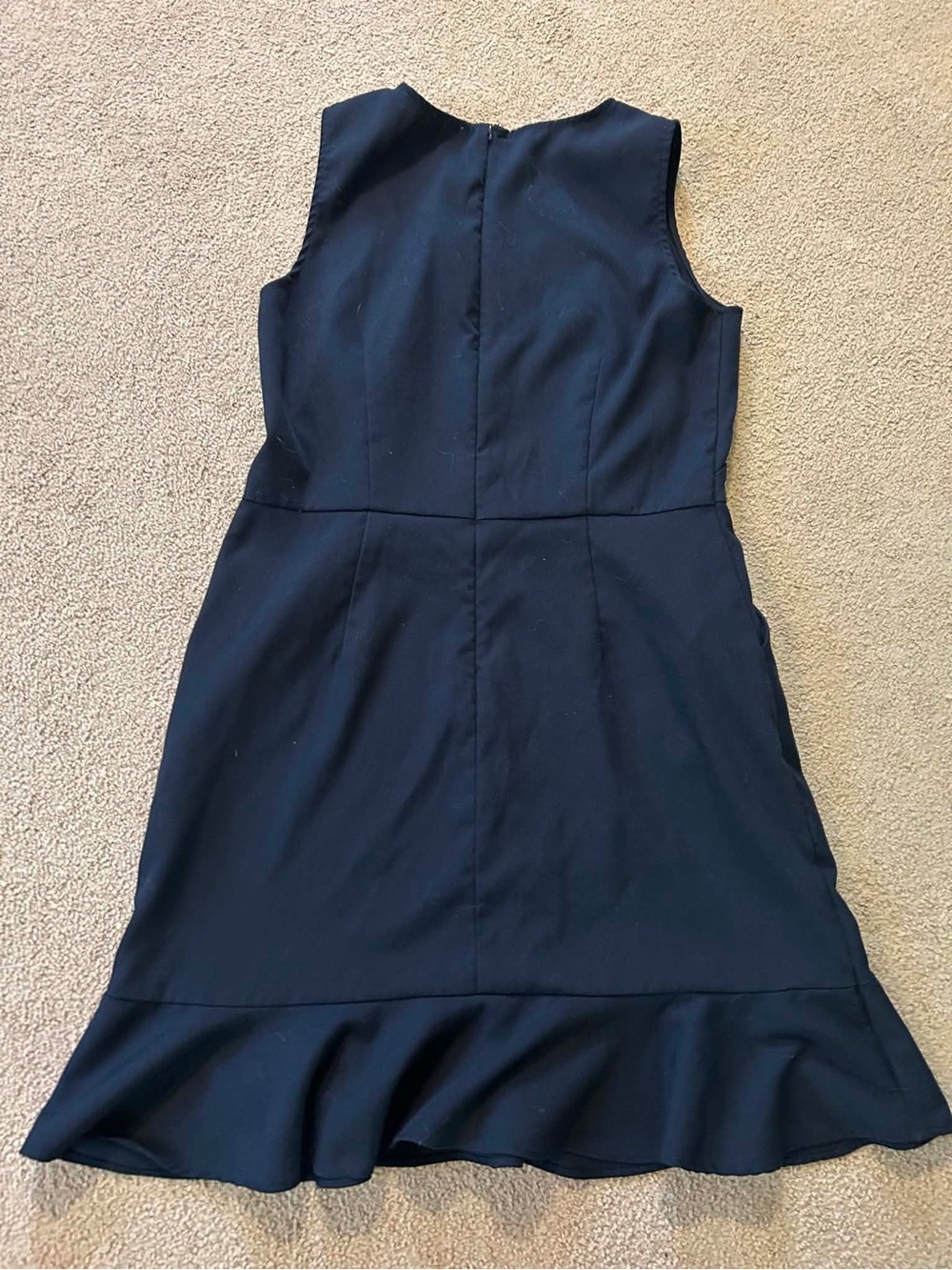 Loft Navy Button-Front Ruffle Hem Dress - Picture 3 of 4